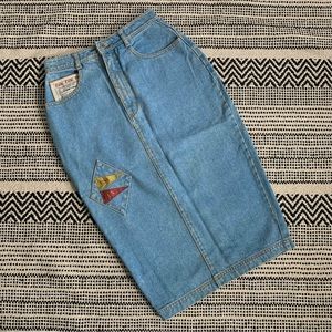 Vintage F.U.N. USA Denim Pencil Skirt size S